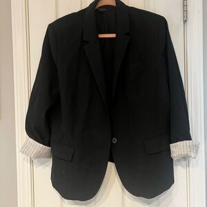 Ann Taylor Black Blazer with Striped Lining